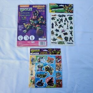 Set Of 3◇Teenage Mutant Ninja Turtles◇Activity Books/Pad, Stickers and Tattoos